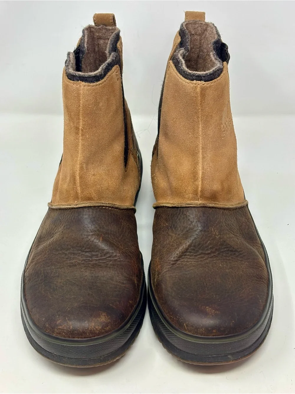 Sorel Ellesmere NM Felt Collar Tan Brown Pull On Chukka Boots Leather Men’s 11.5
